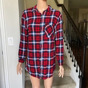 Paper Tee Long Sleeves Blouse Checked Sz M pre-owned